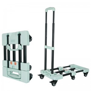 Folding Hand Truck, Foldable Dolly Cart for Moving 500lbs Heavy Duty Luggage Cart Portable Platform Cart Collapsible Dolly with 6 Wheels & 2 Ropes for Travel House Office Moving, Black,Green