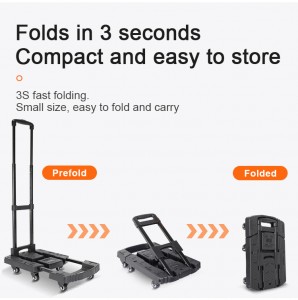 Foldable Hand Truck, 500 LB Heavy Duty Luggage Cart, Utility Dolly Platform Cart with 6 Wheels for Luggage, Travel, Moving, Shopping, Office Use, Black,Green,Orange