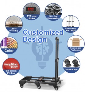 Folding Hand Truck, 220 lbs Heavy Duty Luggage Cart for Moving, Solid Construction Utility Dolly Cart Compact and Lightweight for Luggage, Personal, Travel, Auto, Moving and Office Use